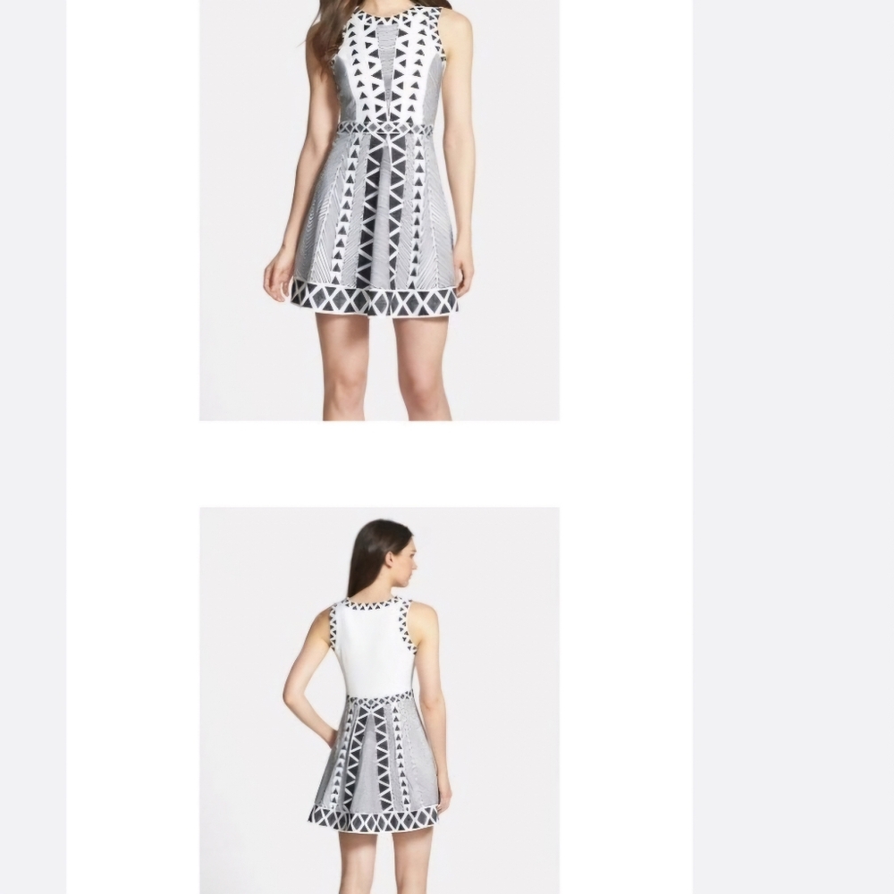 Parker kayla Women Sleeveless Black White Aline  Mini Dress  Size XS